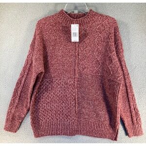 Leo & Nicole Sweater Women's Petite PXL Pink Pullover Long Sleeve Heavy NEW